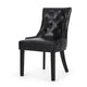 Chen Dining Chair Set of 2 | Curved Black Diamond Tufted Faux Leather