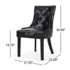 Chen Dining Chair Set of 2 | Curved Black Diamond Tufted Faux Leather