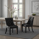 Chen Dining Chair Set of 2 | Curved Black Diamond Tufted Faux Leather