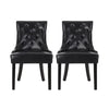 Chen Dining Chair Set of 2 | Curved Black Diamond Tufted Faux Leather