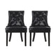 Chen Dining Chair Set of 2 | Curved Black Diamond Tufted Faux Leather