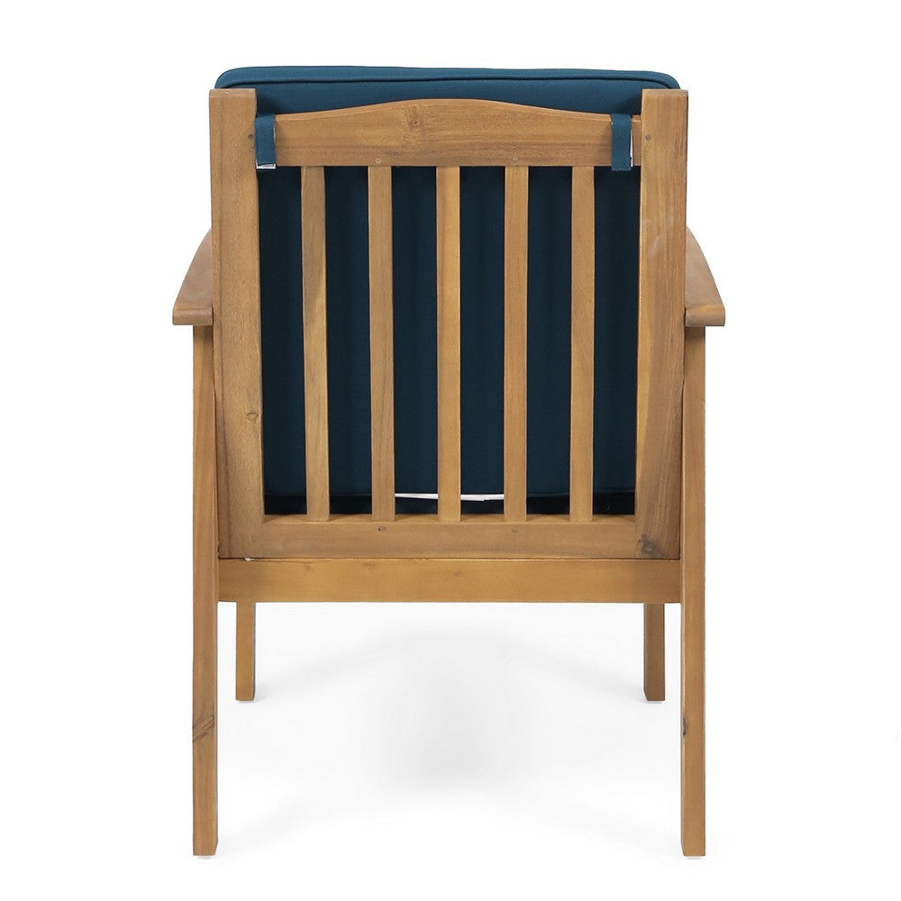 Gerry Outdoor Club Chair Set of 2 | Slatted Design | Brown Wood | Blue BM337035