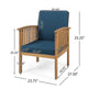 Gerry Outdoor Club Chair Set of 2 | Slatted Design | Brown Wood | Blue