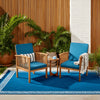 Gerry Outdoor Club Chair Set of 2 | Slatted Design | Brown Wood | Blue