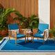 Gerry Outdoor Club Chair Set of 2 | Slatted Design | Brown Wood | Blue