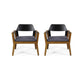 Soyan Outdoor Club Chair Set of 2 | Teak Brown Acacia Wood | Blue