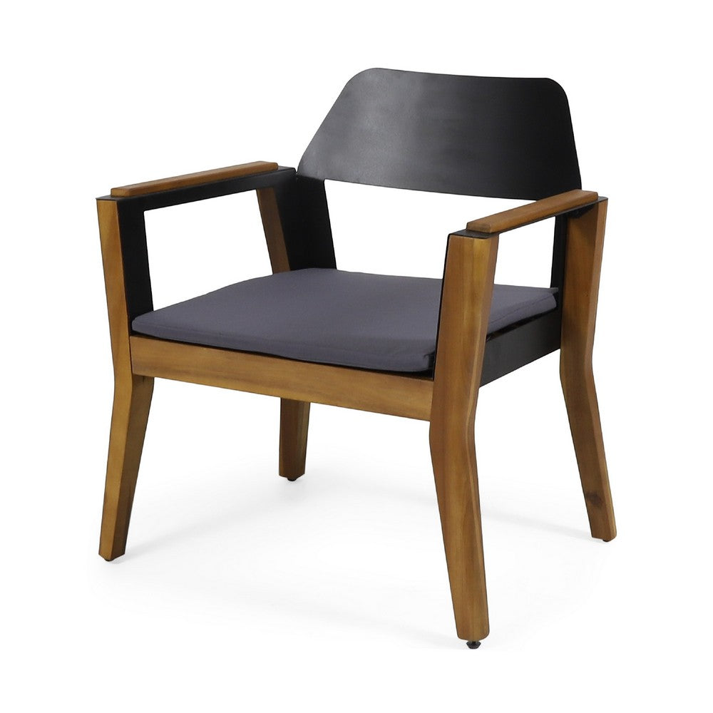 Soyan Outdoor Club Chair Set of 2 | Teak Brown Acacia Wood | Blue