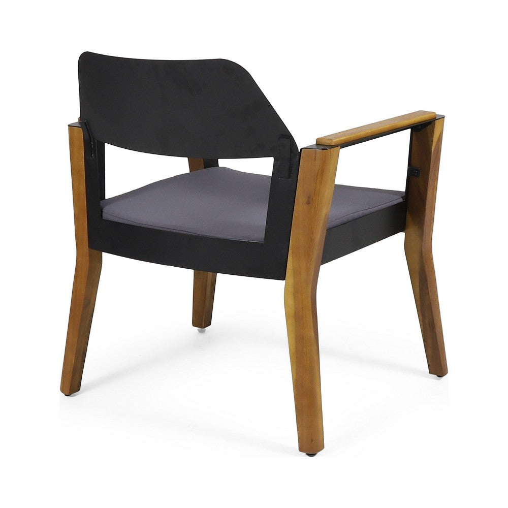 Soyan Outdoor Club Chair Set of 2 | Teak Brown Acacia Wood | Blue
