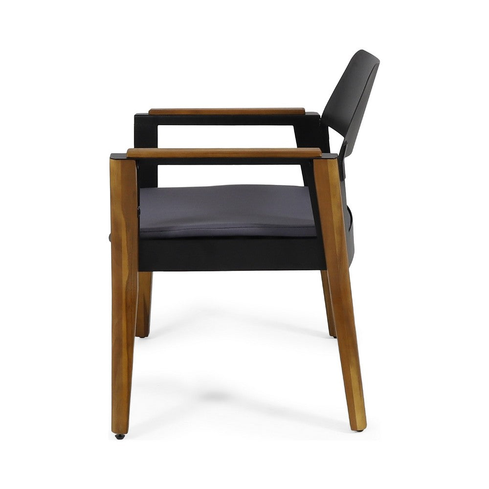 Soyan Outdoor Club Chair Set of 2 | Teak Brown Acacia Wood | Blue