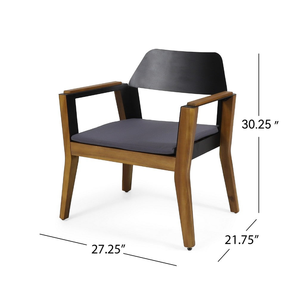 Soyan Outdoor Club Chair Set of 2 | Teak Brown Acacia Wood | Blue