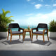 Soyan Outdoor Club Chair Set of 2 | Teak Brown Acacia Wood | Blue