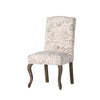 Lynna Dining Chair Set of 2 | Beige Script Pattern Design | Armless