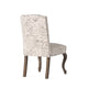 Lynna Dining Chair Set of 2 | Beige Script Pattern Design | Armless