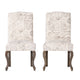 Lynna Dining Chair Set of 2 | Beige Script Pattern Design | Armless