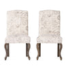 Lynna Dining Chair Set of 2 | Beige Script Pattern Design | Armless