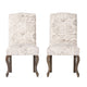 Lynna Dining Chair Set of 2 | Beige Script Pattern Design | Armless