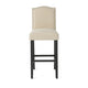 Marky Barstool Chair Set of 2 | Arched Back and Footrest | Soft Beige