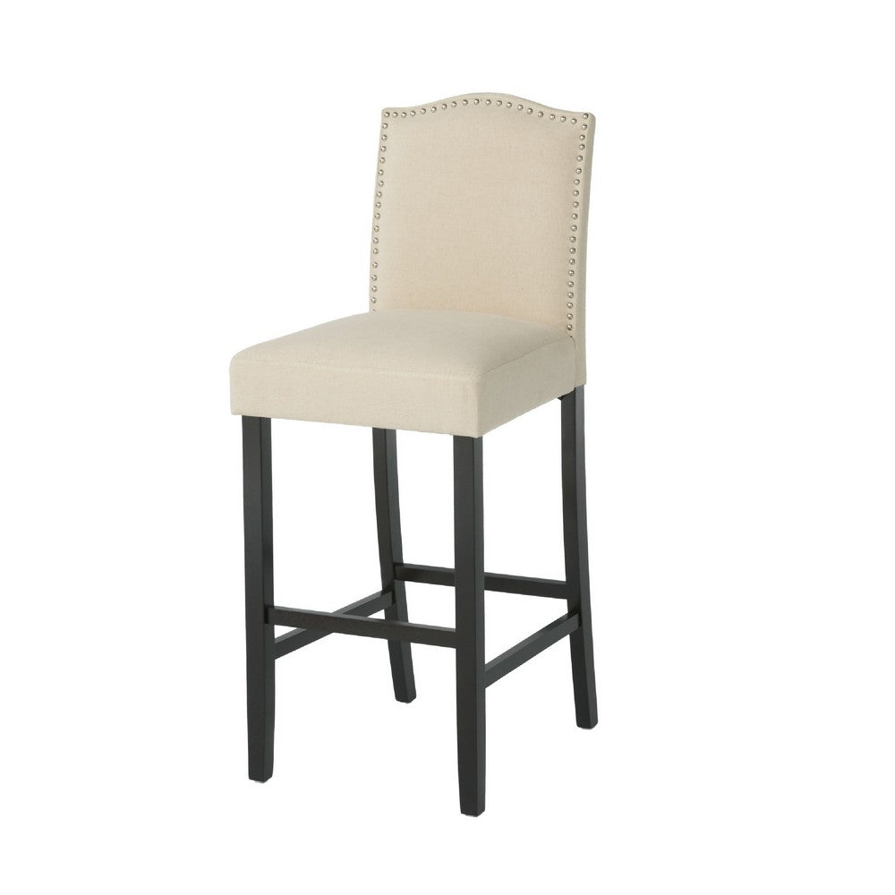 Marky Barstool Chair Set of 2 | Arched Back and Footrest | Soft Beige