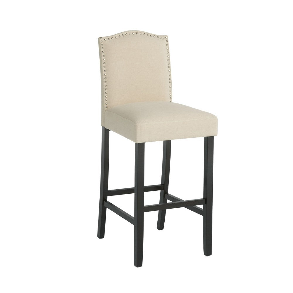 Marky Barstool Chair Set of 2 | Arched Back and Footrest | Soft Beige