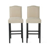Marky Barstool Chair Set of 2 | Arched Back and Footrest | Soft Beige
