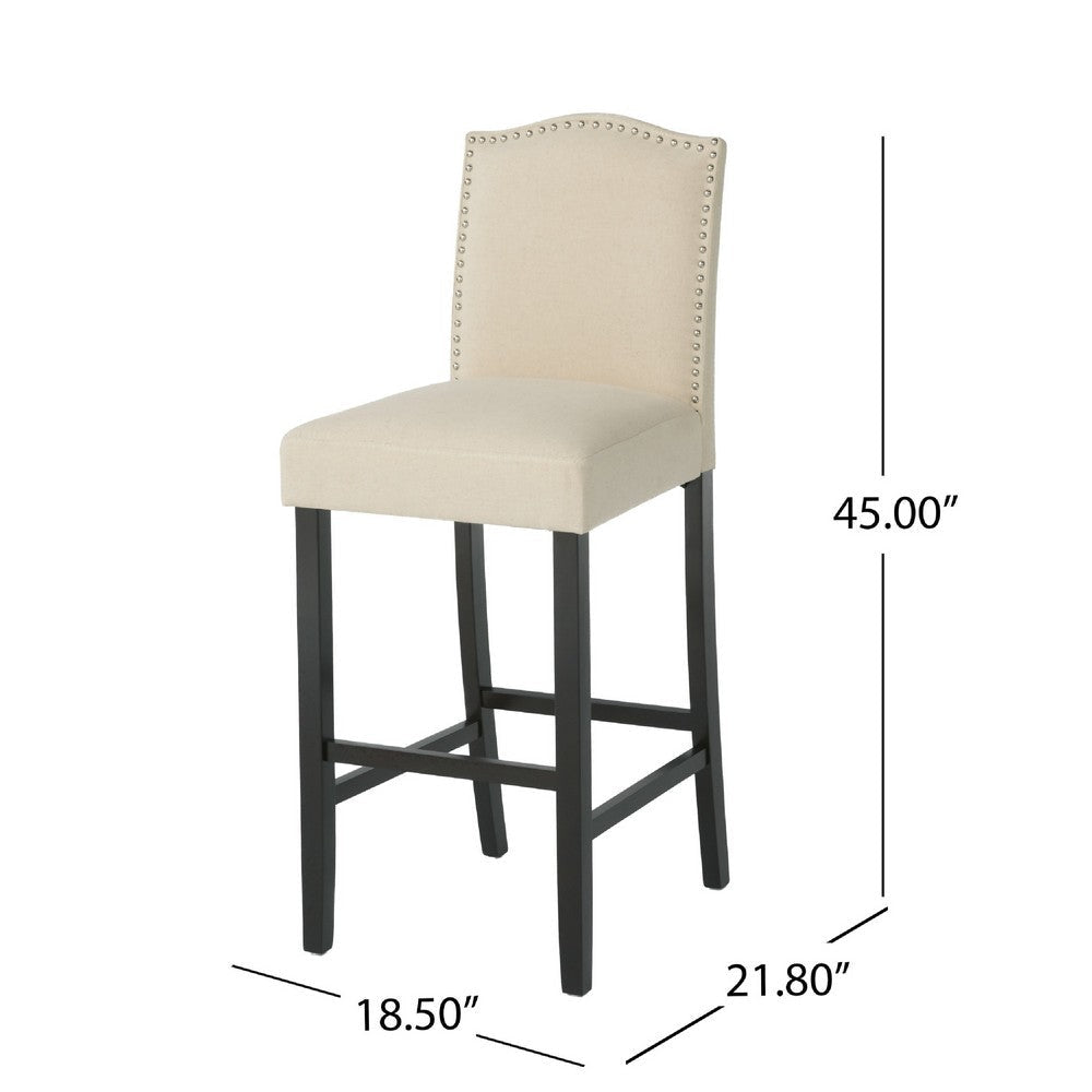 Marky Barstool Chair Set of 2 | Arched Back and Footrest | Soft Beige BM337038