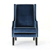 Vendy Club Armchair | High Wing Backrest Rubberwood Legs Blue Velvet BM337039