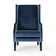 Vendy Club Armchair | High Wing Backrest, Rubberwood Legs, Blue Velvet
