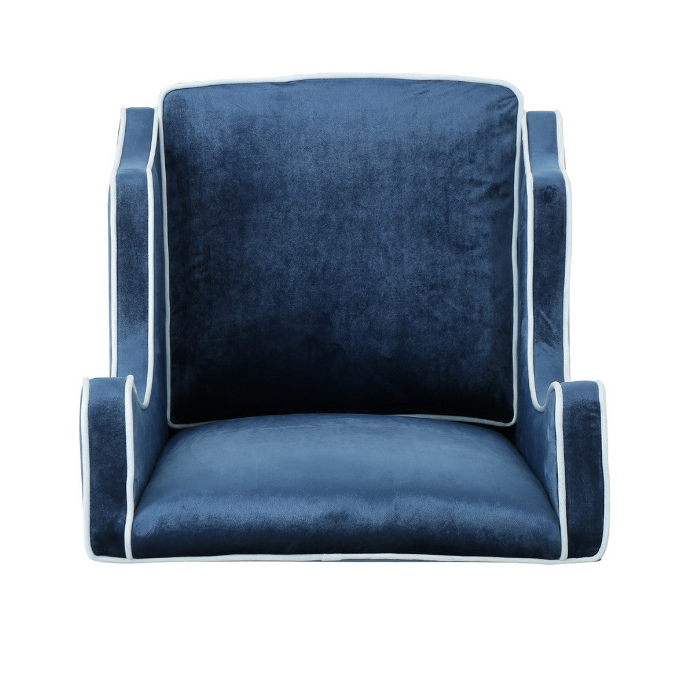 Vendy Club Armchair | High Wing Backrest, Rubberwood Legs, Blue Velvet