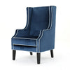 Vendy Club Armchair | High Wing Backrest, Rubberwood Legs, Blue Velvet