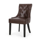 Chen Dining Chair Set of 2 | Curved Brown Diamond Tufted Faux Leather