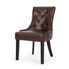 Chen Dining Chair Set of 2 | Curved Brown Diamond Tufted Faux Leather