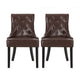 Chen Dining Chair Set of 2 | Curved Brown Diamond Tufted Faux Leather