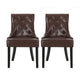 Chen Dining Chair Set of 2 | Curved Brown Diamond Tufted Faux Leather