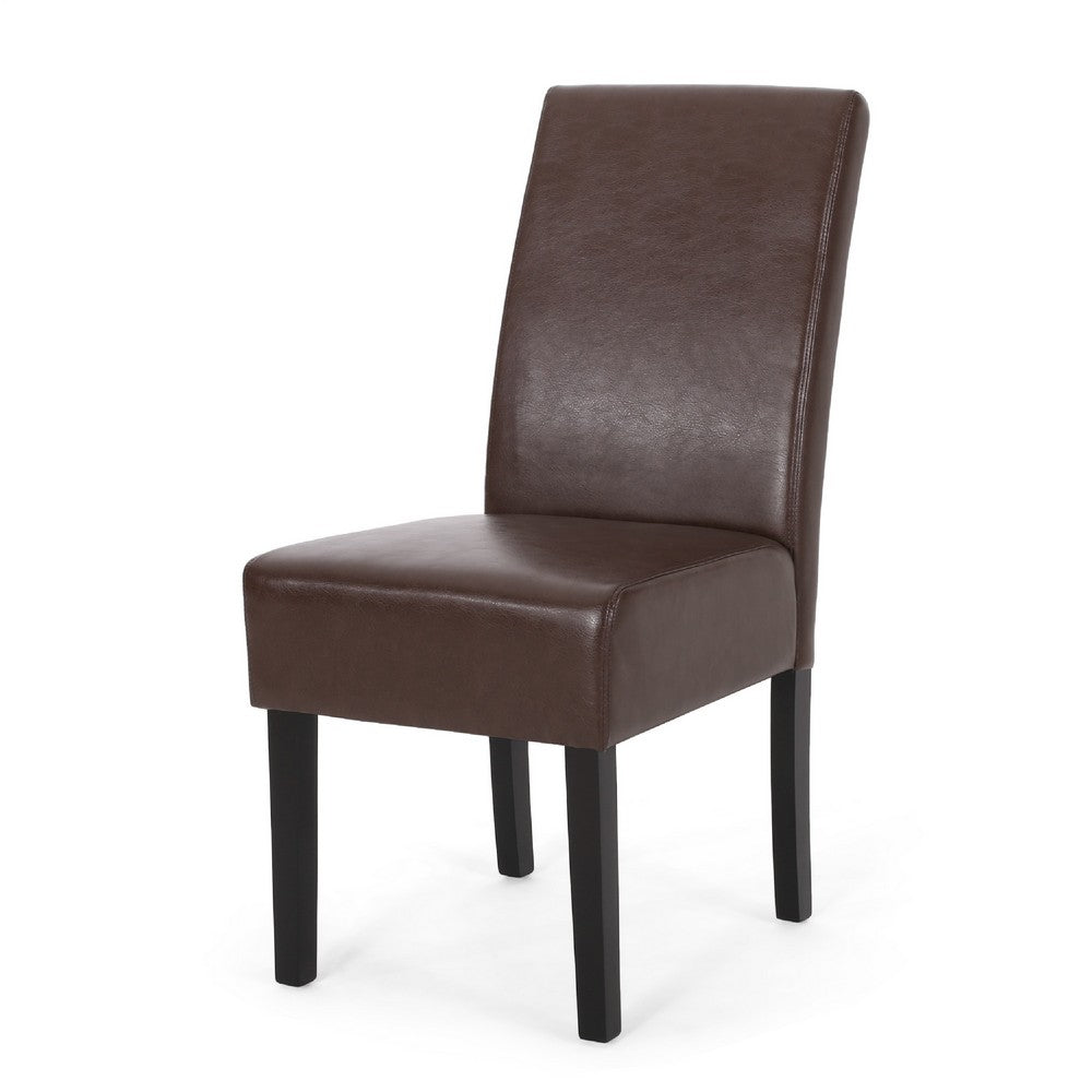 Serie Dining Chair Set of 2 | Rubberwood | Dark Brown Faux Leather