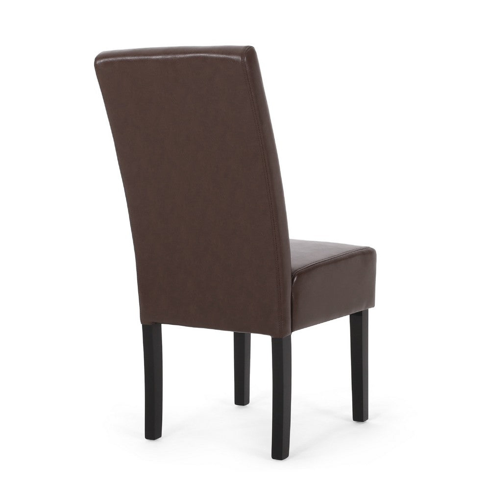 Serie Dining Chair Set of 2 | Rubberwood | Dark Brown Faux Leather