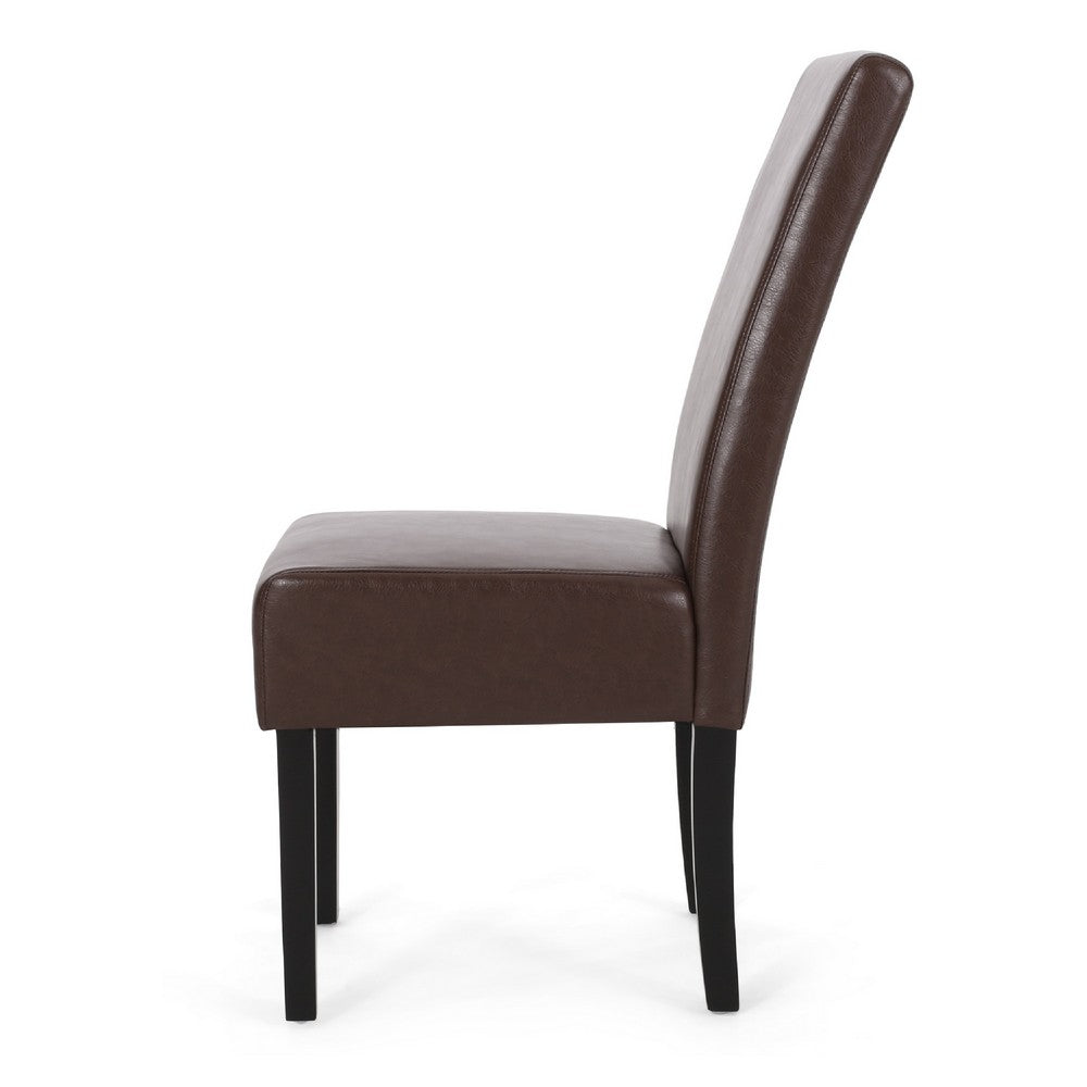 Serie Dining Chair Set of 2 | Rubberwood | Dark Brown Faux Leather