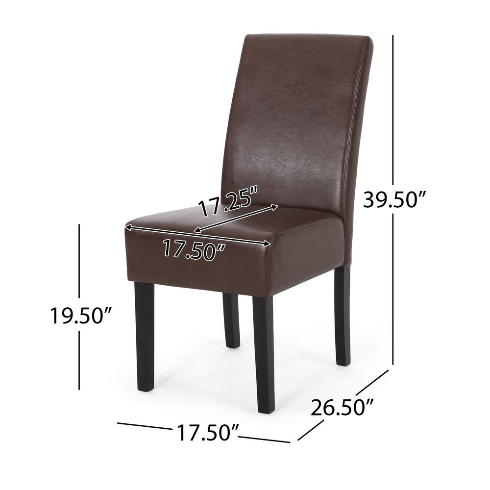 Serie Dining Chair Set of 2 | Rubberwood | Dark Brown Faux Leather