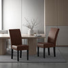 Serie Dining Chair Set of 2 | Rubberwood | Dark Brown Faux Leather