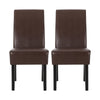 Serie Dining Chair Set of 2 | Rubberwood | Dark Brown Faux Leather
