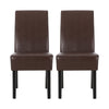 Serie Dining Chair Set of 2 | Rubberwood | Dark Brown Faux Leather