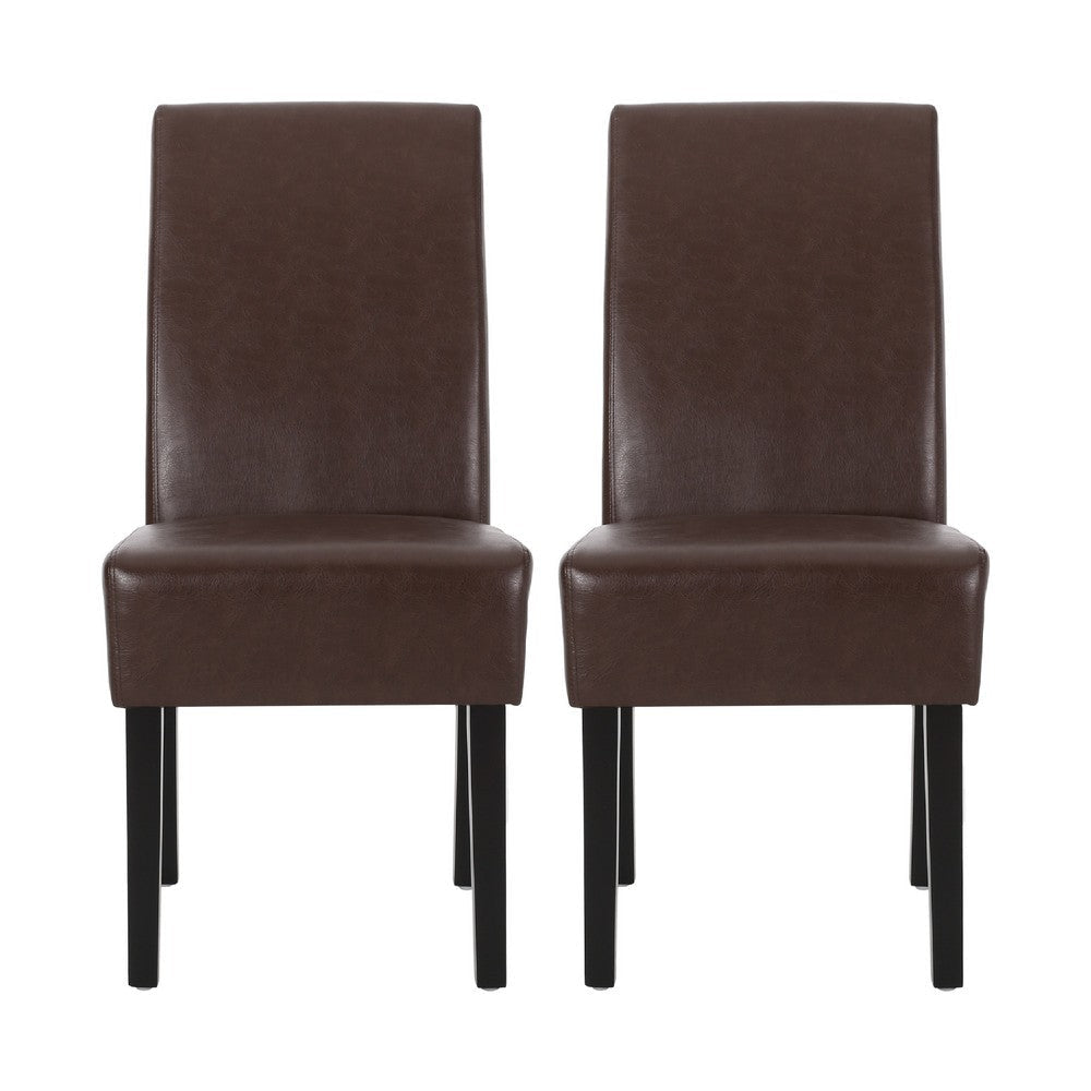Serie Dining Chair Set of 2 | Rubberwood | Dark Brown Faux Leather