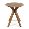 Ambre Outdoor Bistro Table | 30’’ Slatted Round Top | Teak Brown Wood BM337046