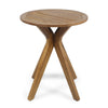 Ambre Outdoor Bistro Table | 30" Slatted Round Top | Teak Brown Wood