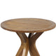 Ambre Outdoor Bistro Table | 30" Slatted Round Top | Teak Brown Wood