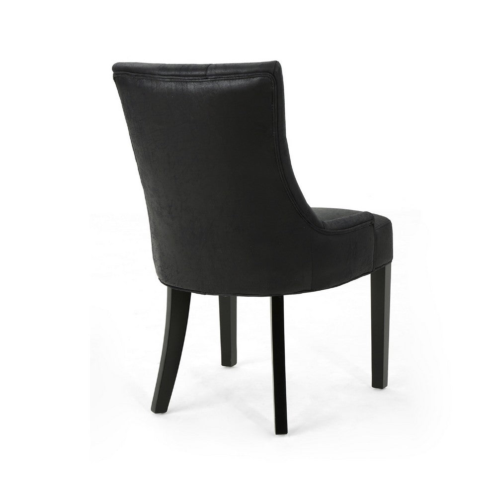 Chen Dining Chair Set of 2 | Curved | Black Diamond Tuft Microfiber