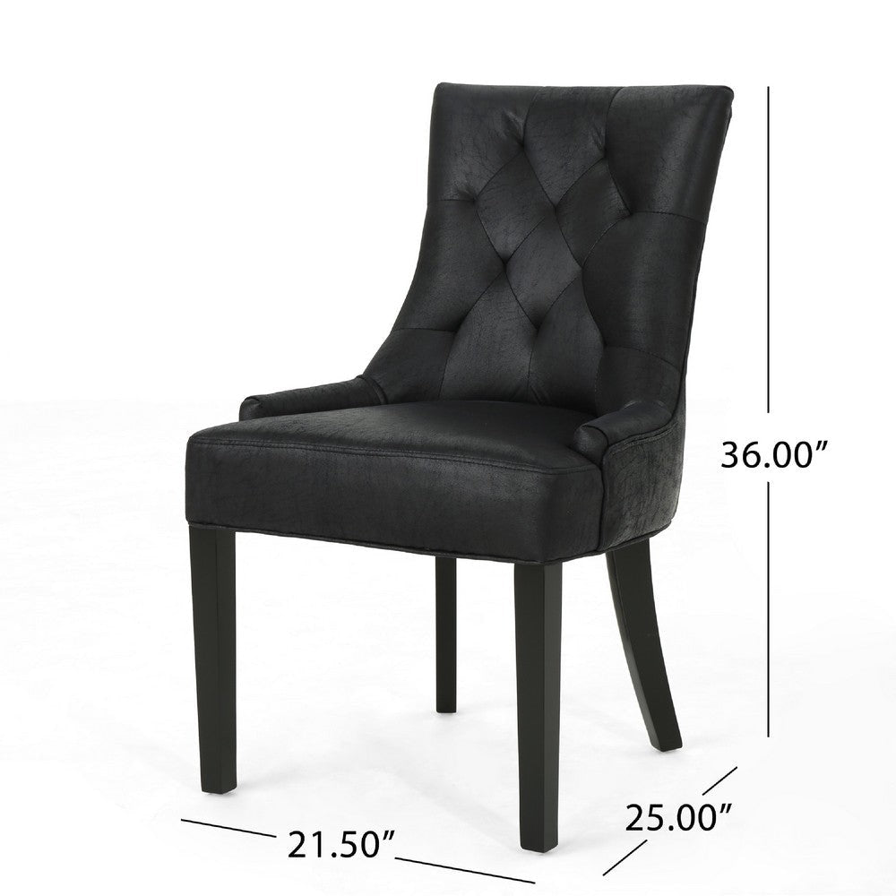 Chen Dining Chair Set of 2 | Curved | Black Diamond Tuft Microfiber BM337051