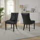 Chen Dining Chair Set of 2 | Curved | Black Diamond Tuft Microfiber