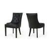 Chen Dining Chair Set of 2 | Curved | Black Diamond Tuft Microfiber