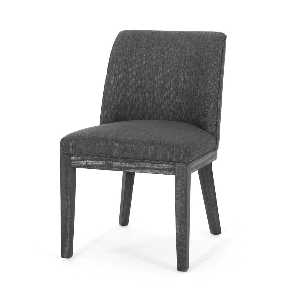 Edena Dining Chair Set of 2 | Black Rubberwood | Charcoal Gray BM337052