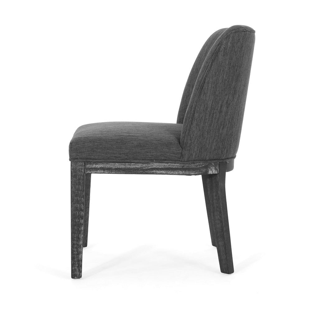 Edena Dining Chair Set of 2 | Black Rubberwood | Charcoal Gray BM337052